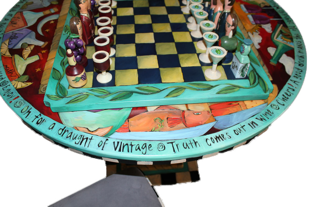 Sticks Painted Bistro Table with Chairs and Game Board