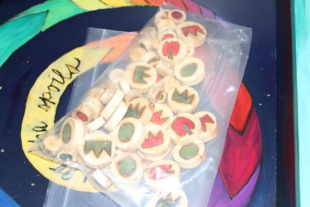 Sticks Painted Bistro Table with Chairs and Game Board