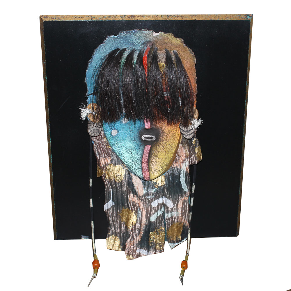Framed Mixed Media Hanging Mask