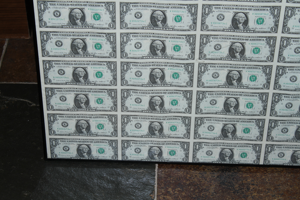 1985 Uncut Sheet of (32) One Dollar Federal Reserve Notes