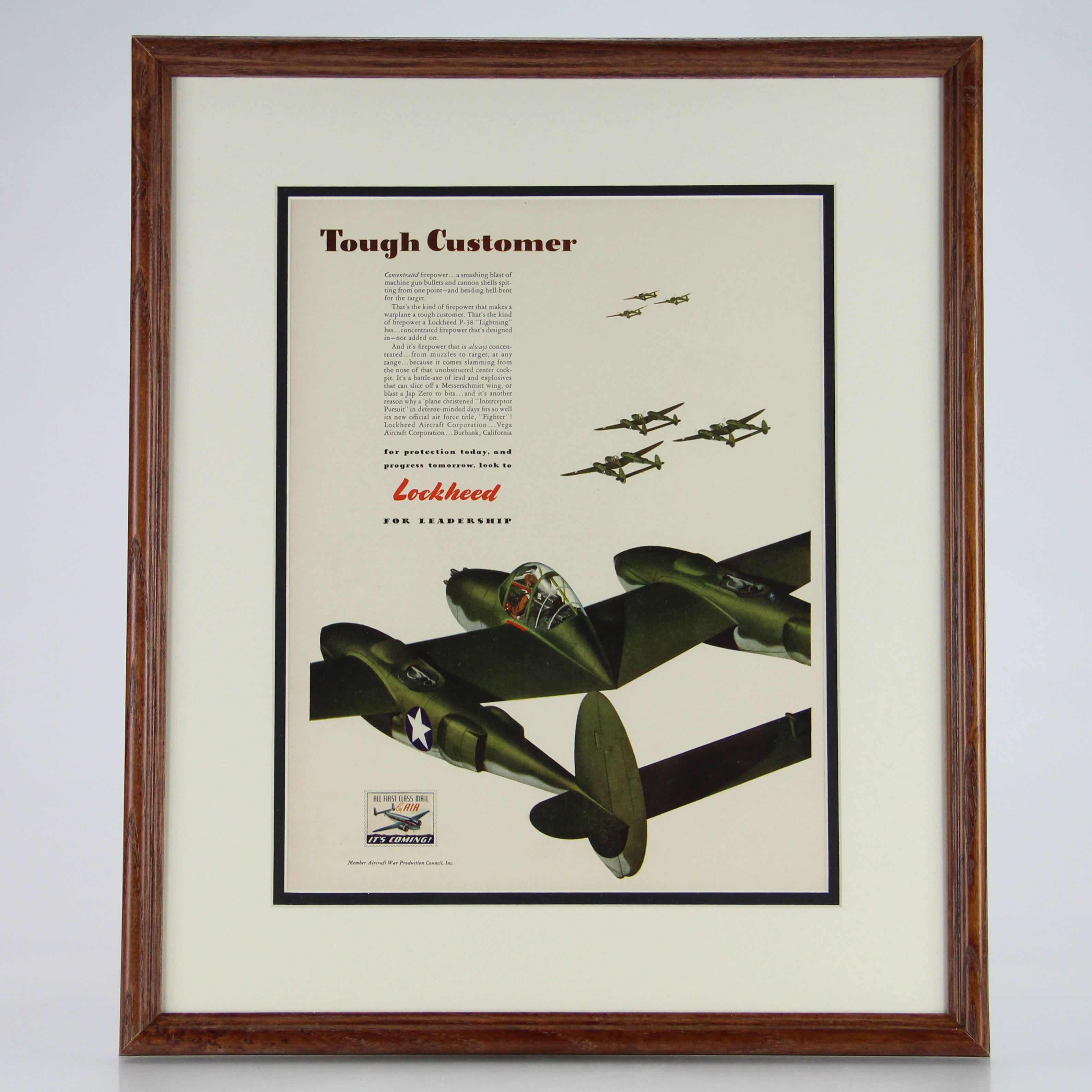 Original 1943 Magazine Ad Featuring a WWII P-38 Lighting