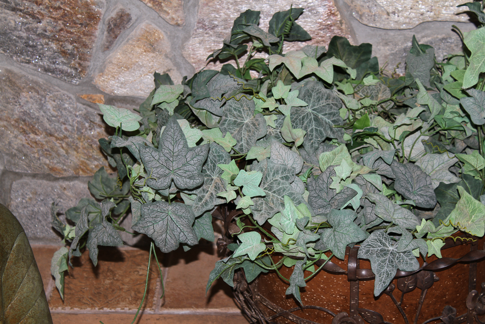 Decorative Metal Foliate Planter and Artificial Ivy