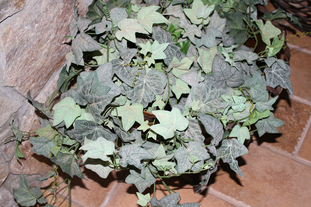 Decorative Metal Foliate Planter and Artificial Ivy