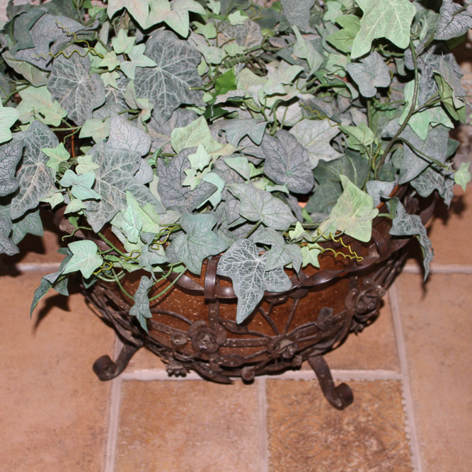 Decorative Metal Foliate Planter and Artificial Ivy