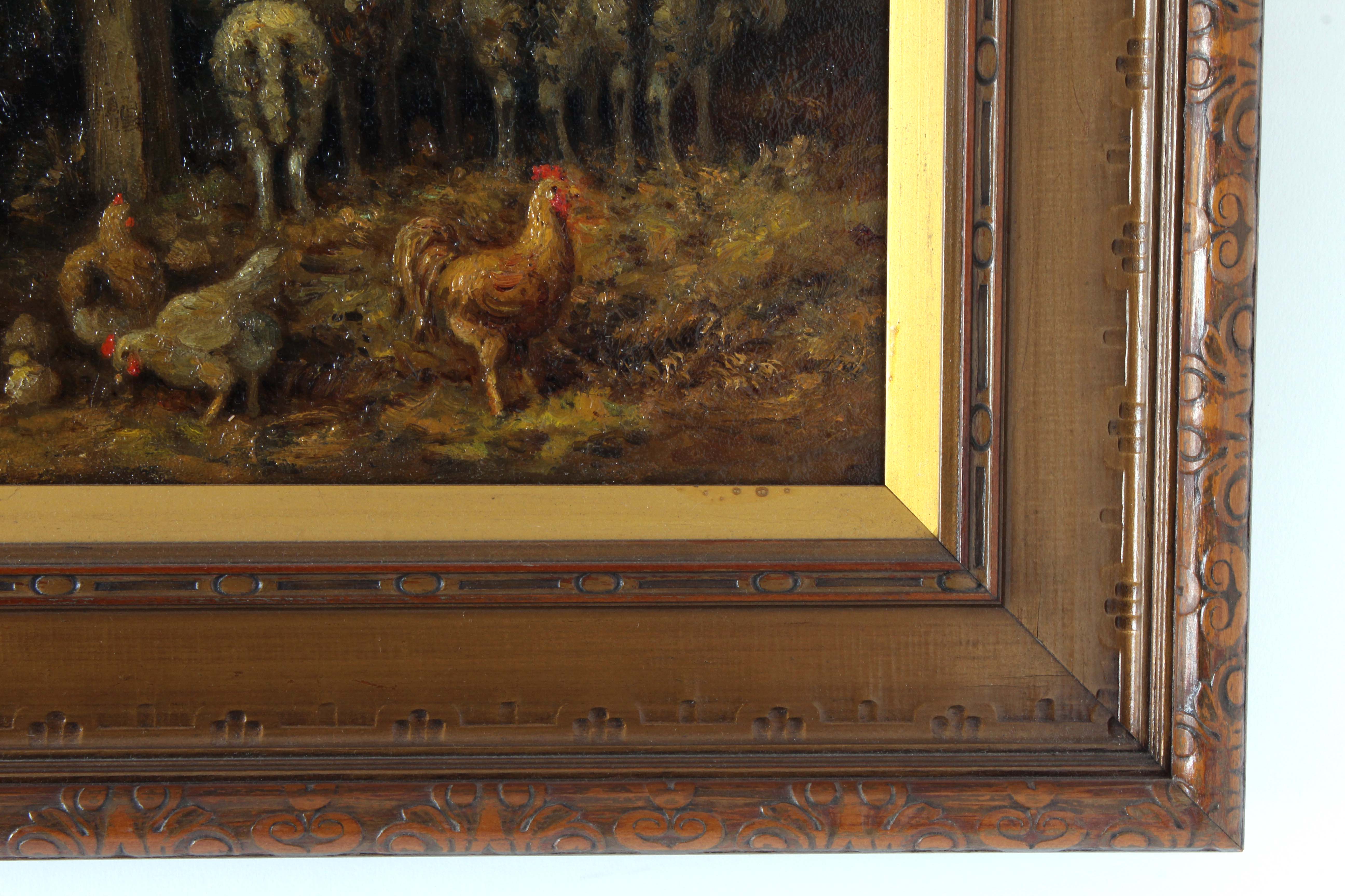Charles Meurer 19th Century Barnyard Scene Oil Painting