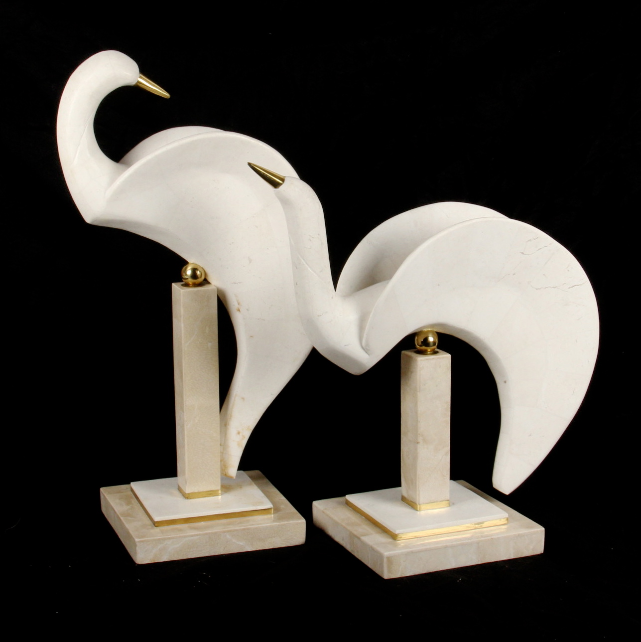 Maitland Smith Marble Bird Sculptures