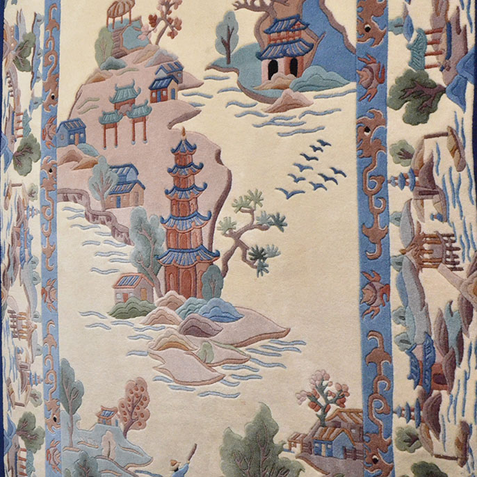 Intricate Scenic Hand-Knotted Oriental Rug