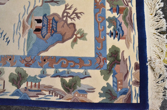 Intricate Scenic Hand-Knotted Oriental Rug