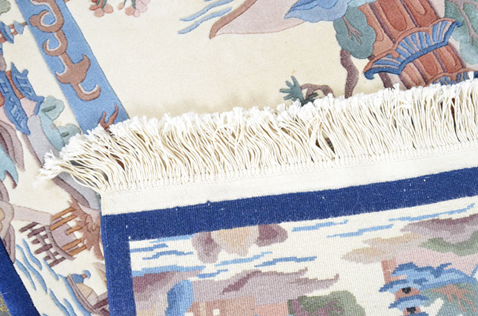 Intricate Scenic Hand-Knotted Oriental Rug