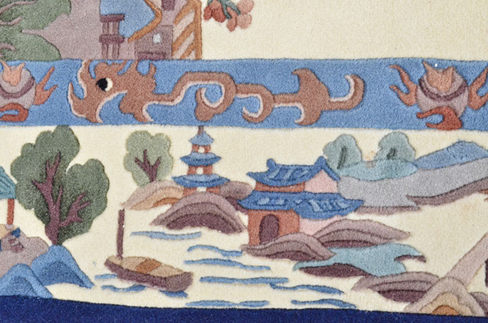 Intricate Scenic Hand-Knotted Oriental Rug