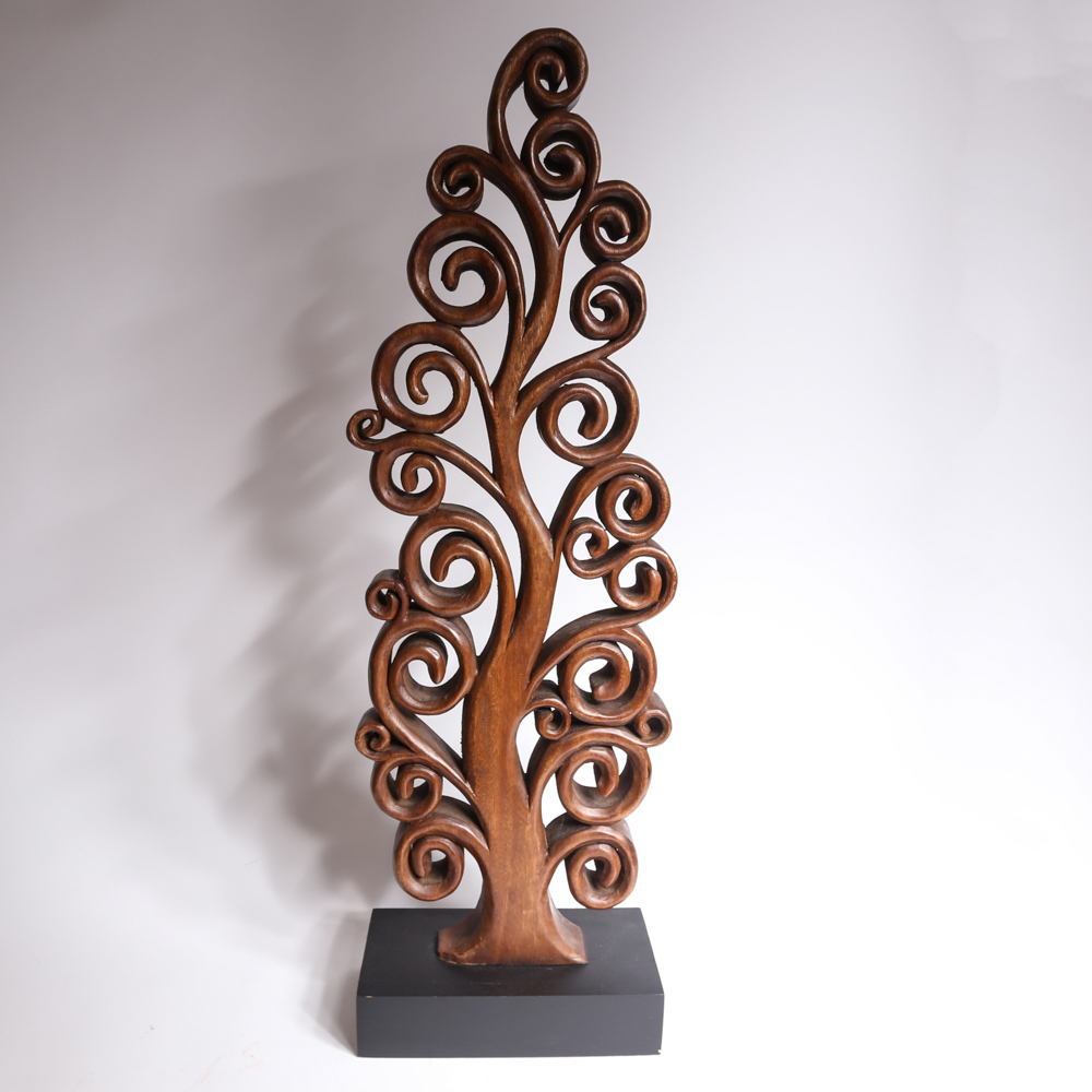 Green Glass and Wooden Leaf Home Decor