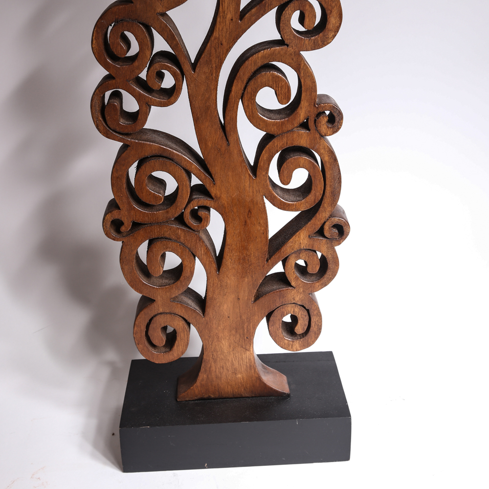 Green Glass and Wooden Leaf Home Decor