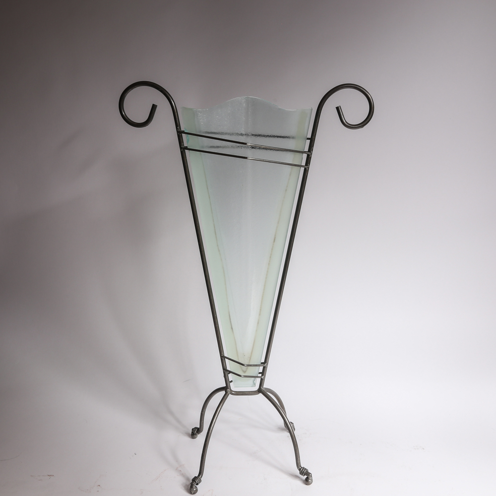 Green Glass and Wooden Leaf Home Decor