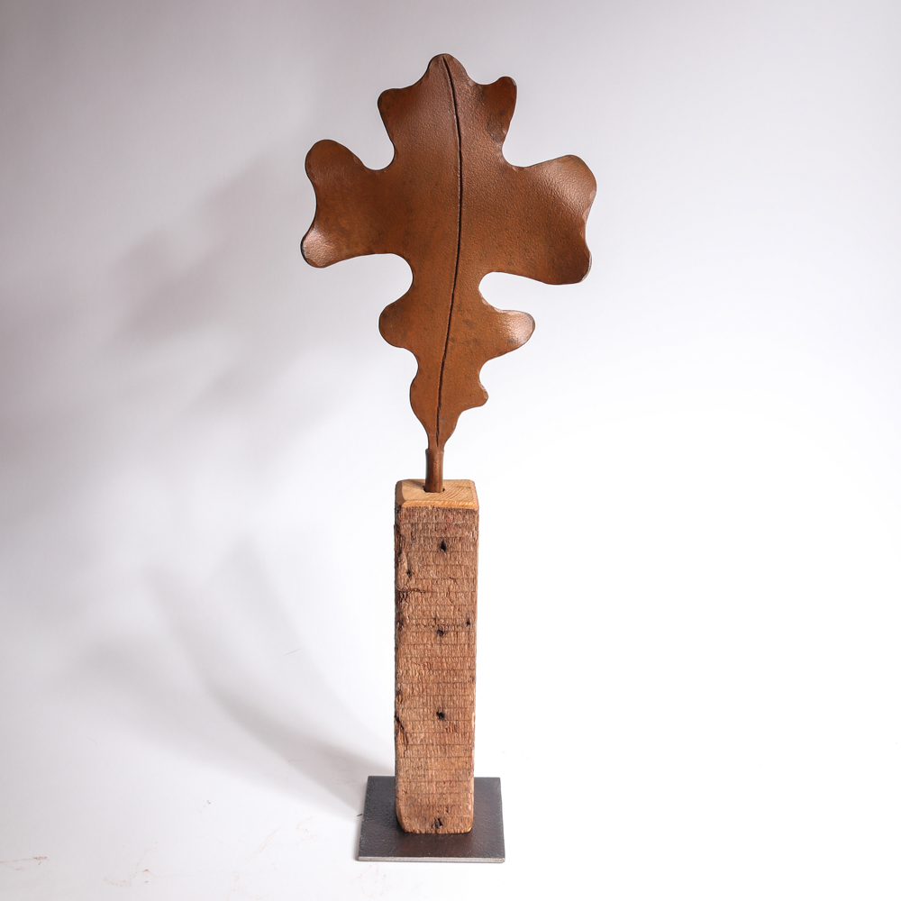 Green Glass and Wooden Leaf Home Decor