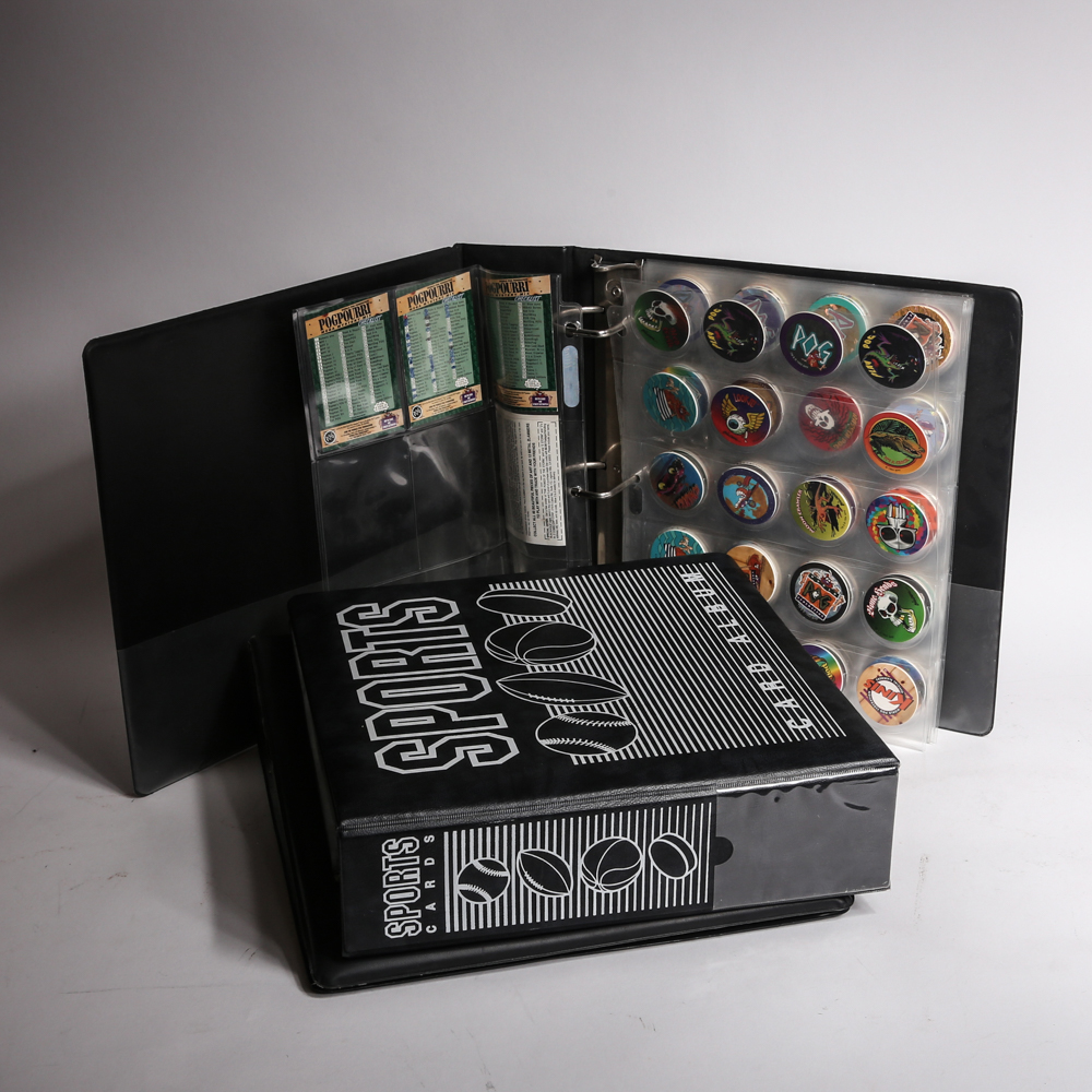 Collection of Pogs and Sports Cards