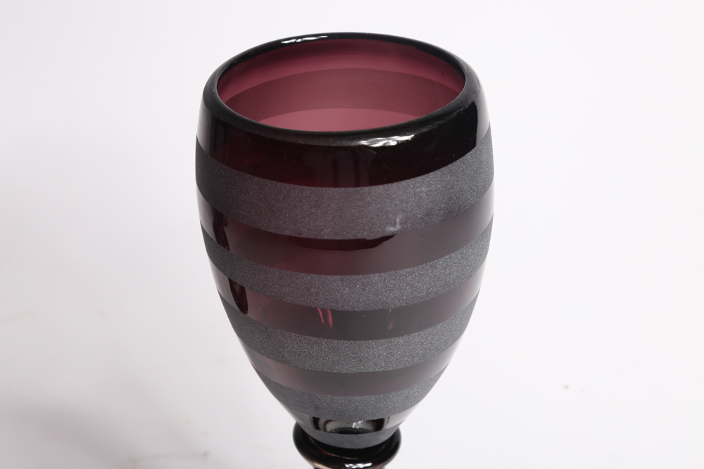 Smoky Purple Blown Glass Goblets