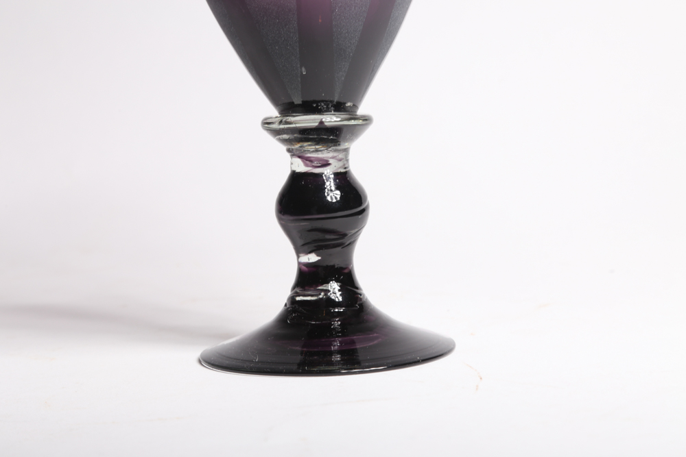 Smoky Purple Blown Glass Goblets