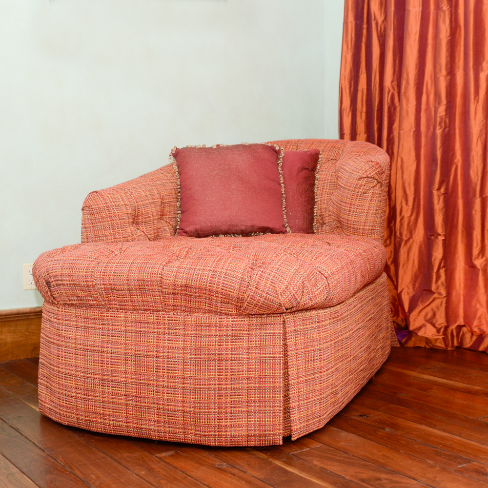 Left-Arm Chaise Lounge with Tweed Upholstery