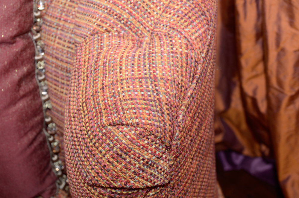 Left-Arm Chaise Lounge with Tweed Upholstery