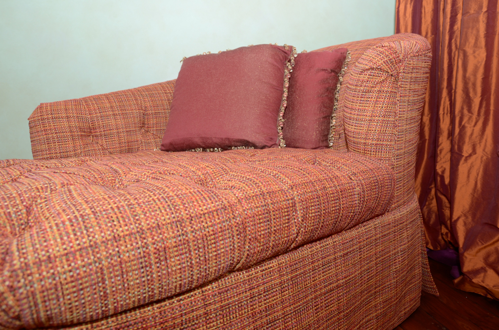 Left-Arm Chaise Lounge with Tweed Upholstery