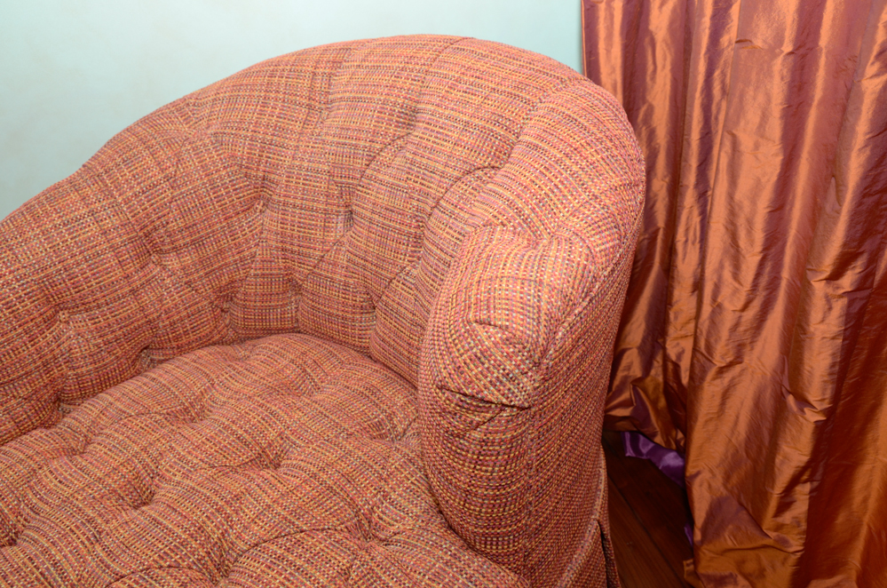 Left-Arm Chaise Lounge with Tweed Upholstery