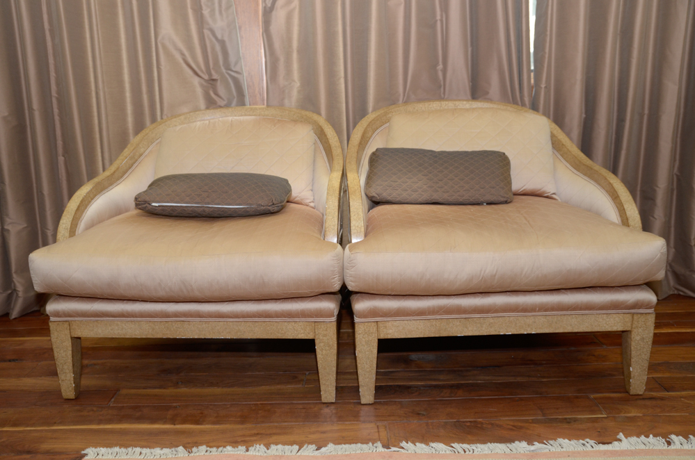 Pair of Chairs with Hassock and Pillows