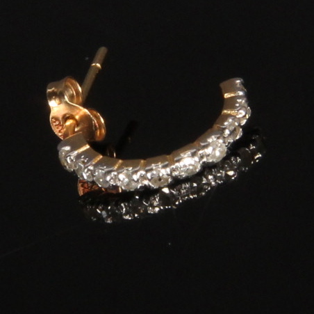 14K Yellow Gold Diamond Solo Hoop Earring