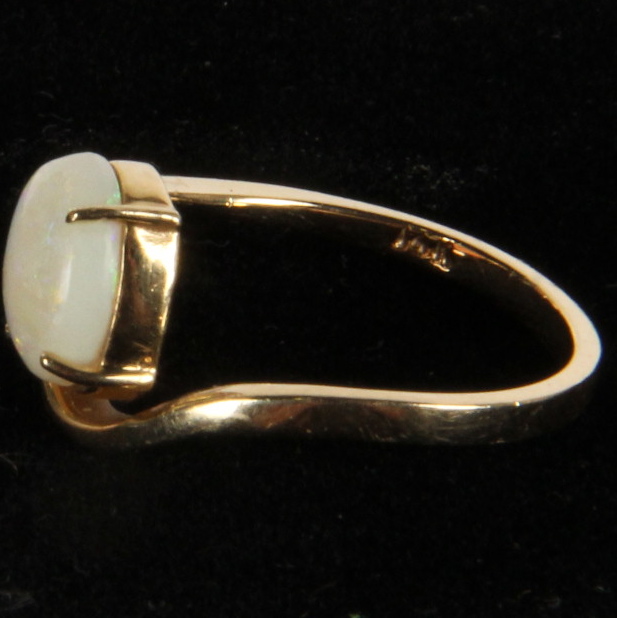 14K Yellow Gold Opal and Diamond Ring