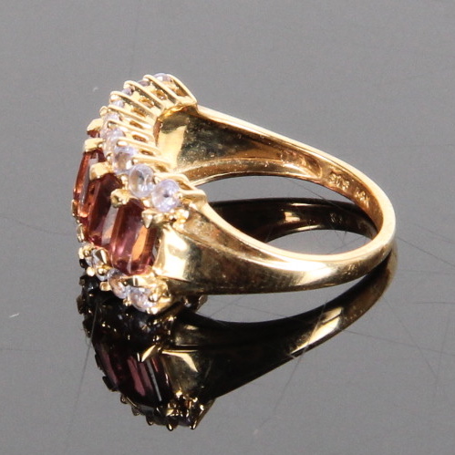14K Yellow Gold Tanzanite and Pink Tourmaline Ring