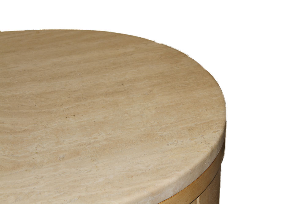 Circular Marble-Topped Nightstand