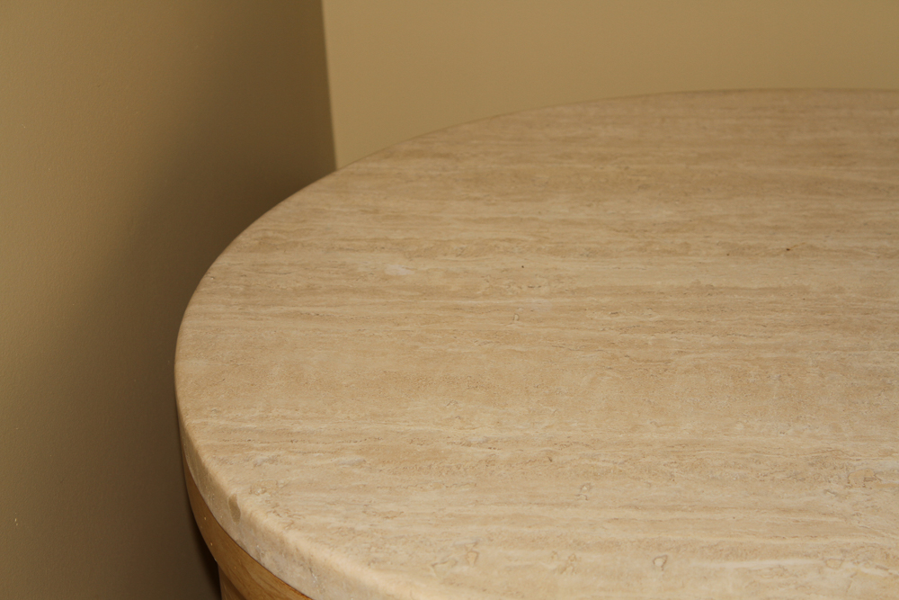 Circular Marble-Topped Nightstand