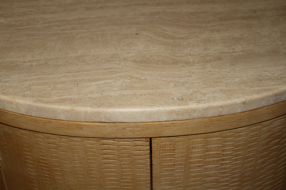 Circular Marble-Topped Nightstand