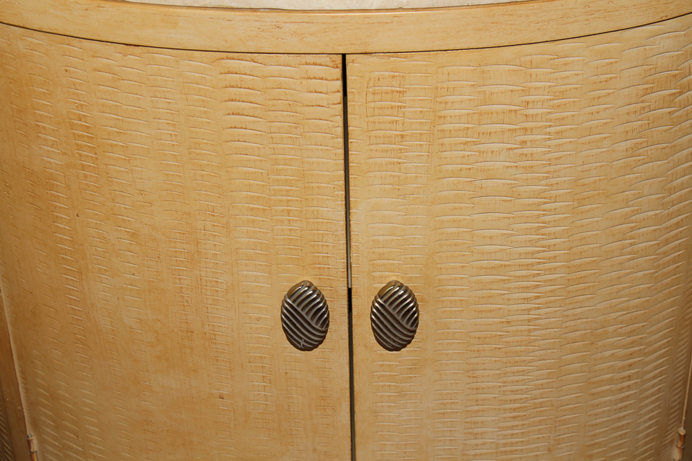 Circular Marble-Topped Nightstand