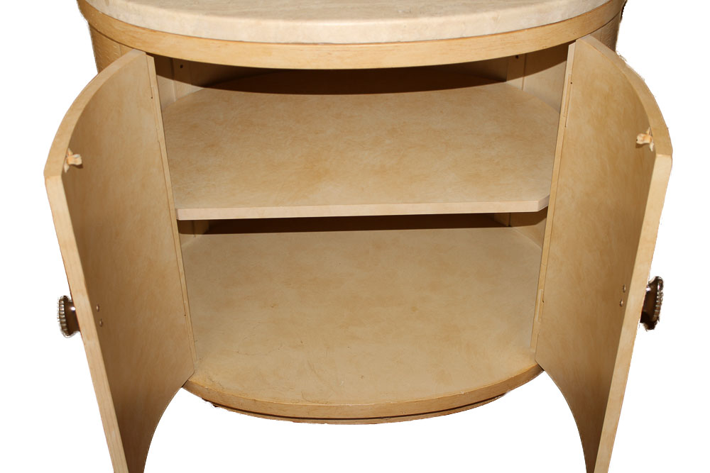 Circular Marble-Topped Nightstand