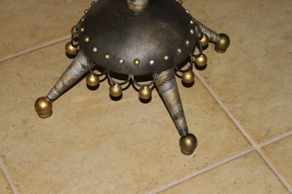 Mixed Metallics Tall Side Table with Glass Top