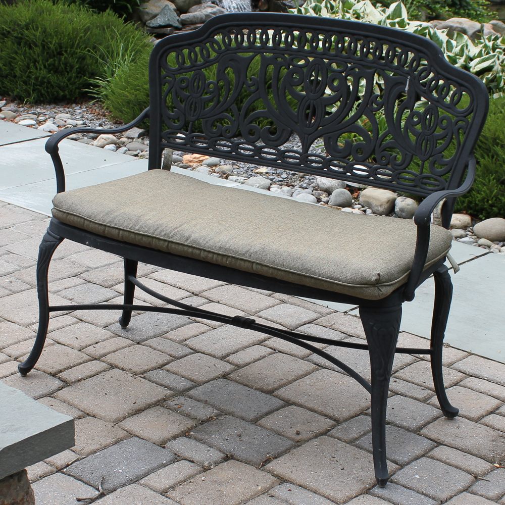Metal Patio Bench with Cushion