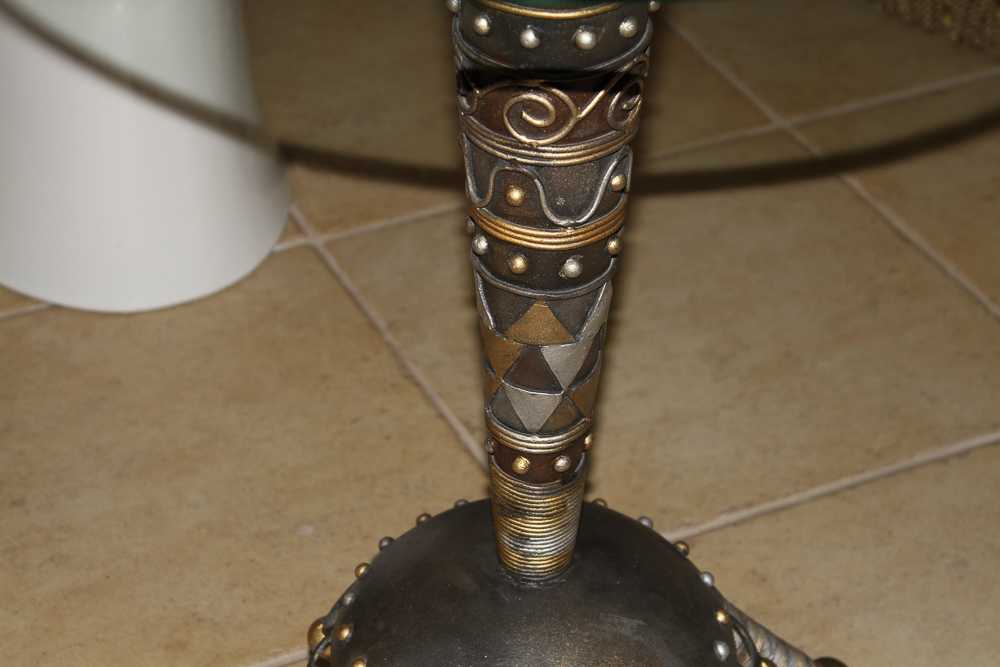 Mixed Metallics Tall Side Table with Glass Top