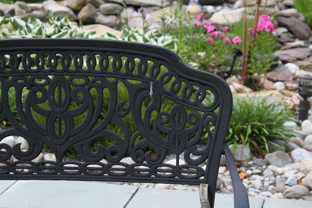 Metal Patio Bench with Cushion
