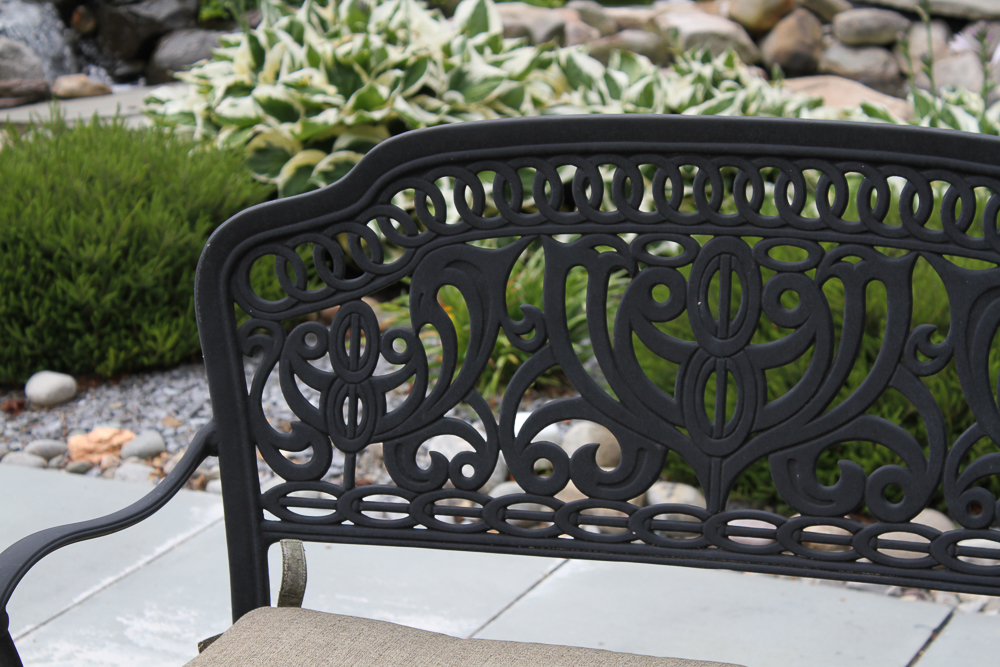 Metal Patio Bench with Cushion