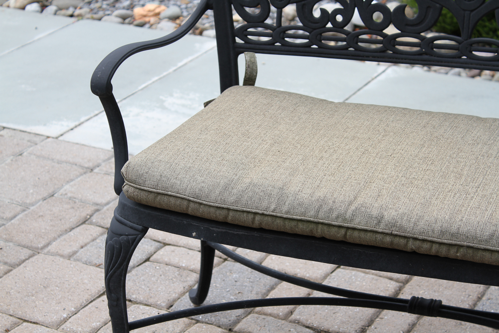 Metal Patio Bench with Cushion