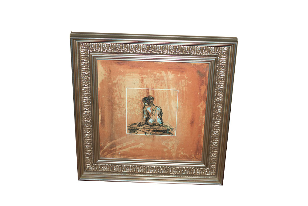 Pair of Orange Figure Study Giclées