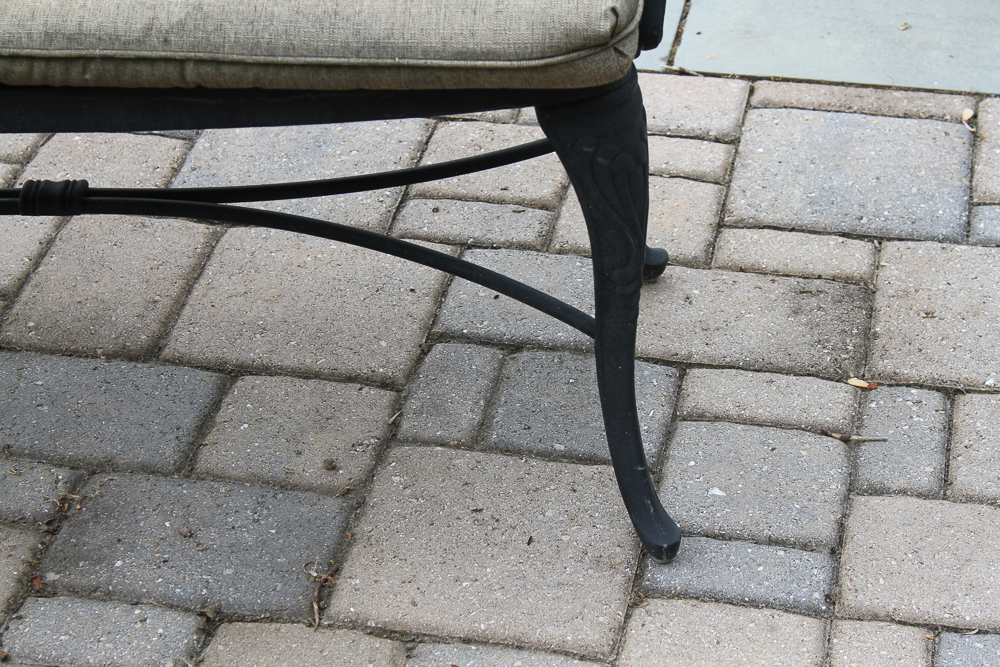 Metal Patio Bench with Cushion