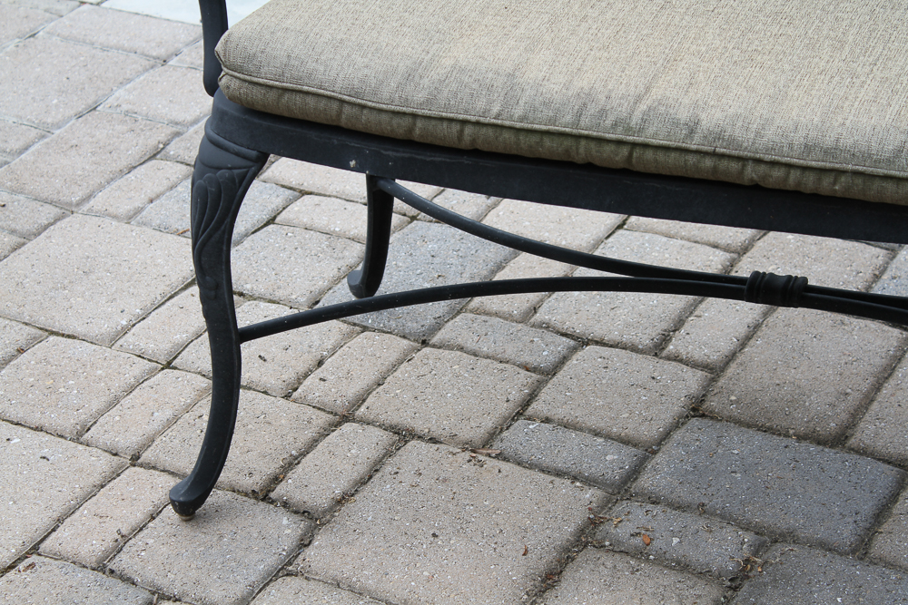 Metal Patio Bench with Cushion
