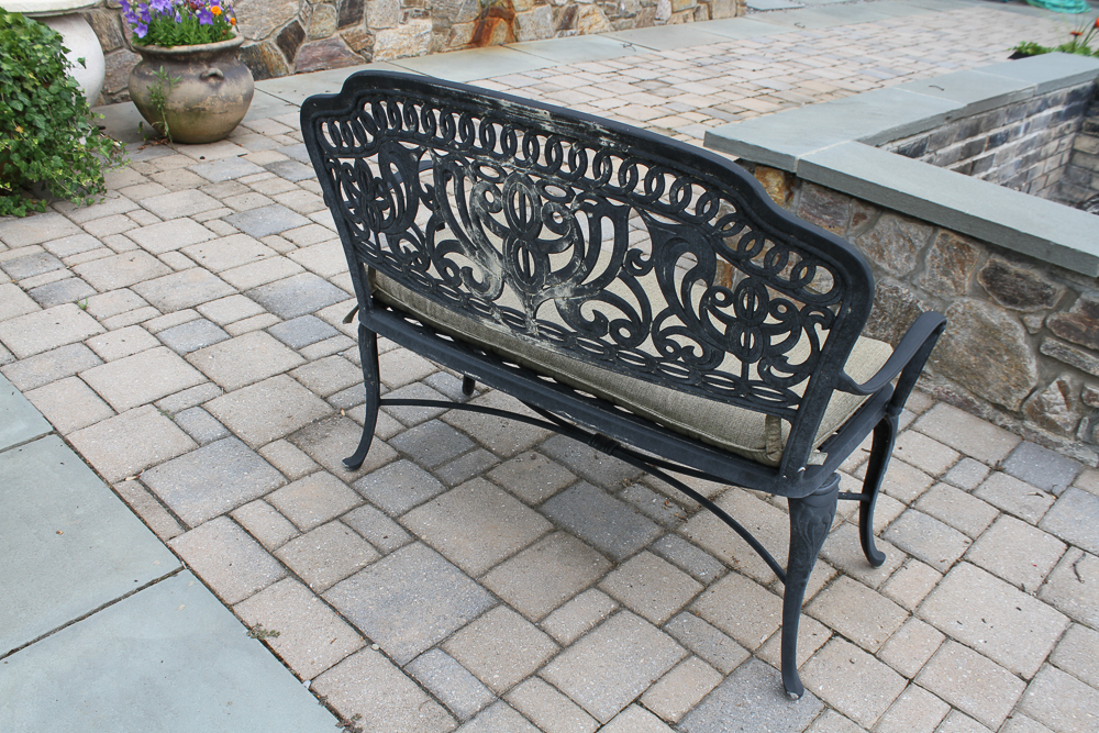 Metal Patio Bench with Cushion