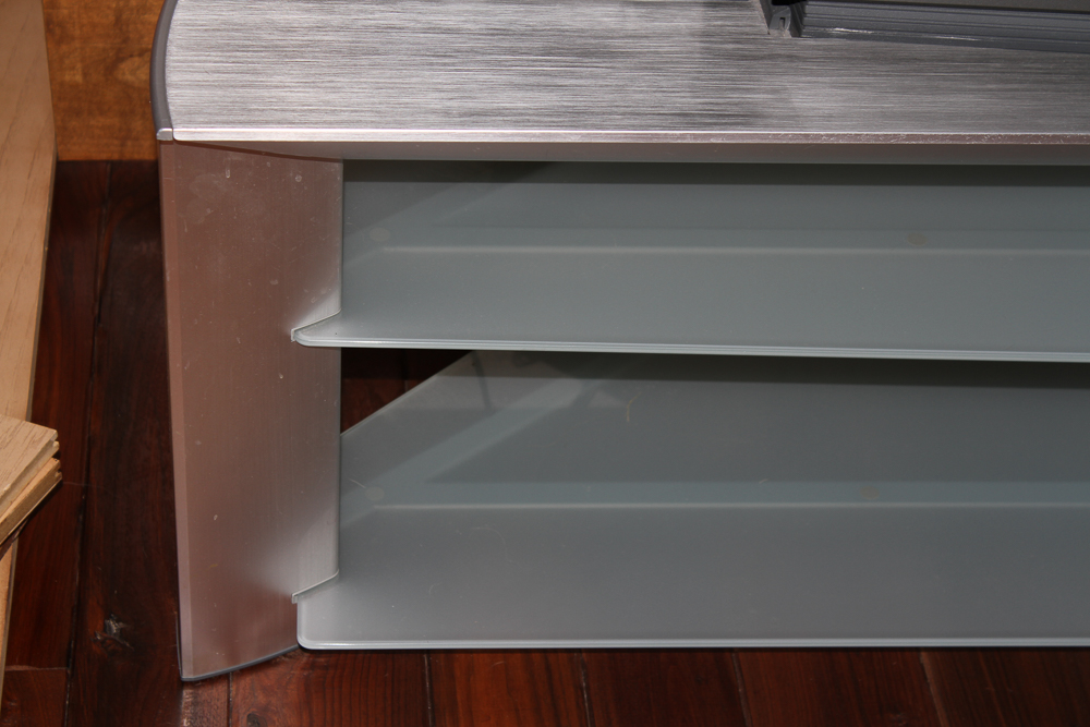 Contemporary Stainless Steel and Glass TV Stand