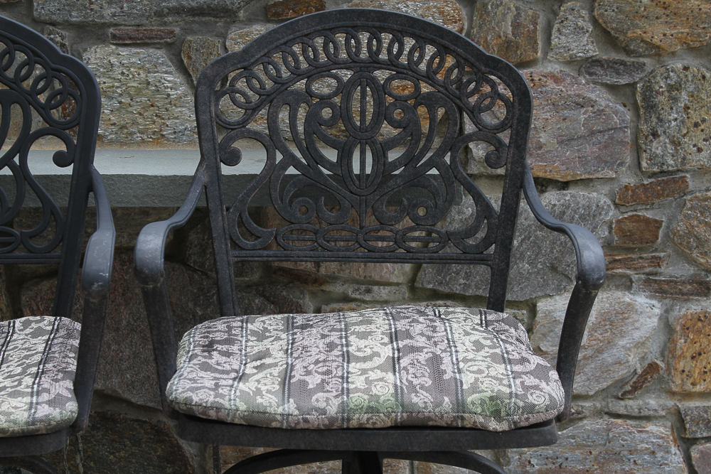 Trio of Cast Iron Outdoor Bar Stools