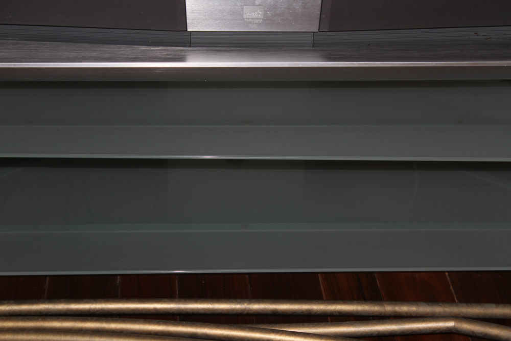 Contemporary Stainless Steel and Glass TV Stand