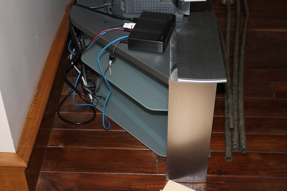 Contemporary Stainless Steel and Glass TV Stand