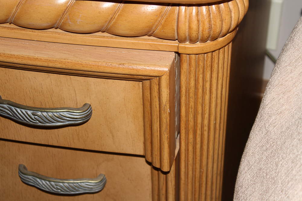 Ornate Oak Finish Nightstand