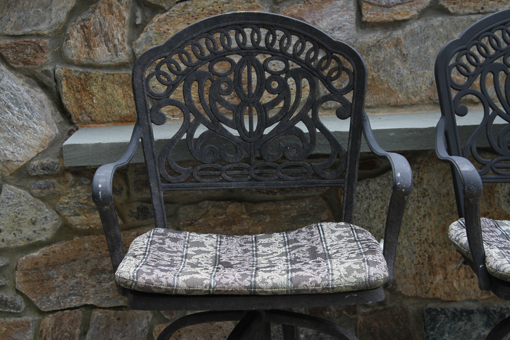 Trio of Cast Iron Outdoor Bar Stools